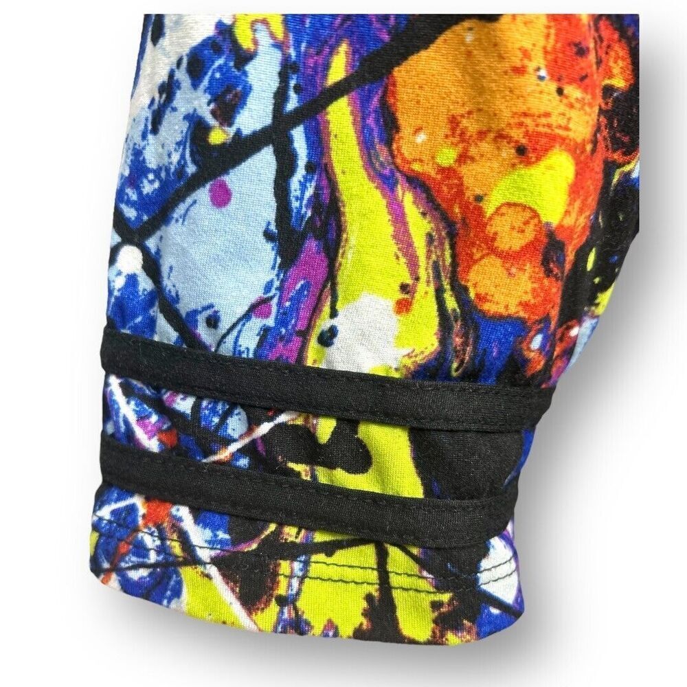 Eye Candy 3X Black Paint Splatter Abstract Print Tie Front Artsy Festival Retro - Picture 5 of 8